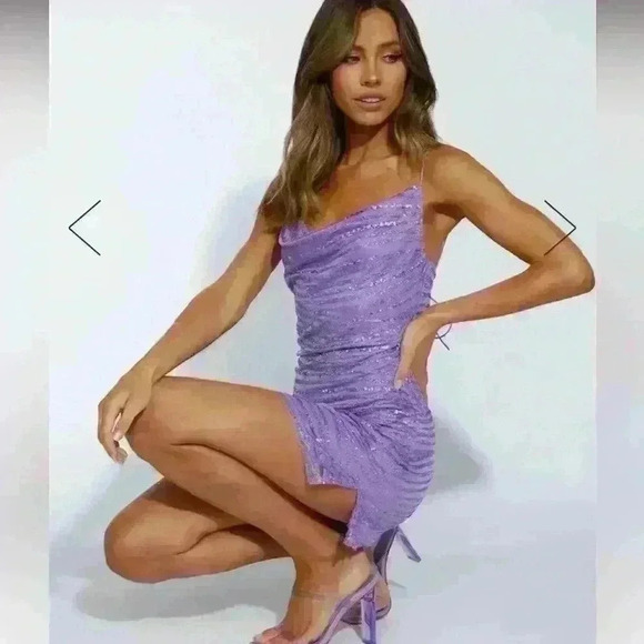 Hello Molly purple Shimmering star purple dress Homecoming nwt hoco dress - Picture 3 of 10